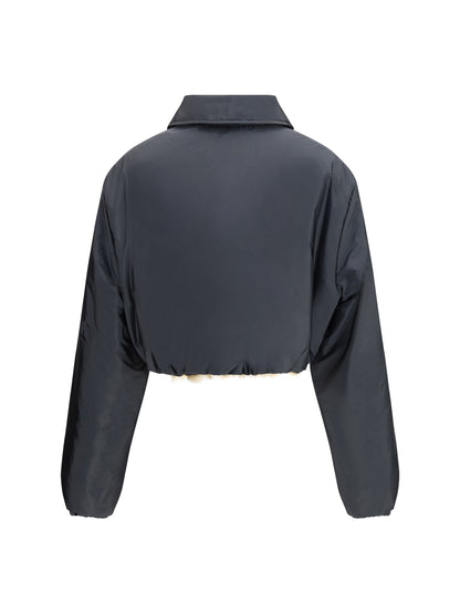Miu Miu Technical fabric and shearling windbreaker Jacket - Ematite