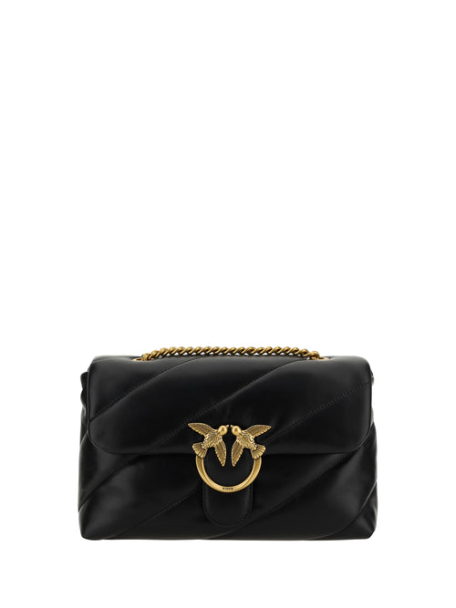 Pinko Love Classic leather Shoulder Bag - Black-Antique Gold