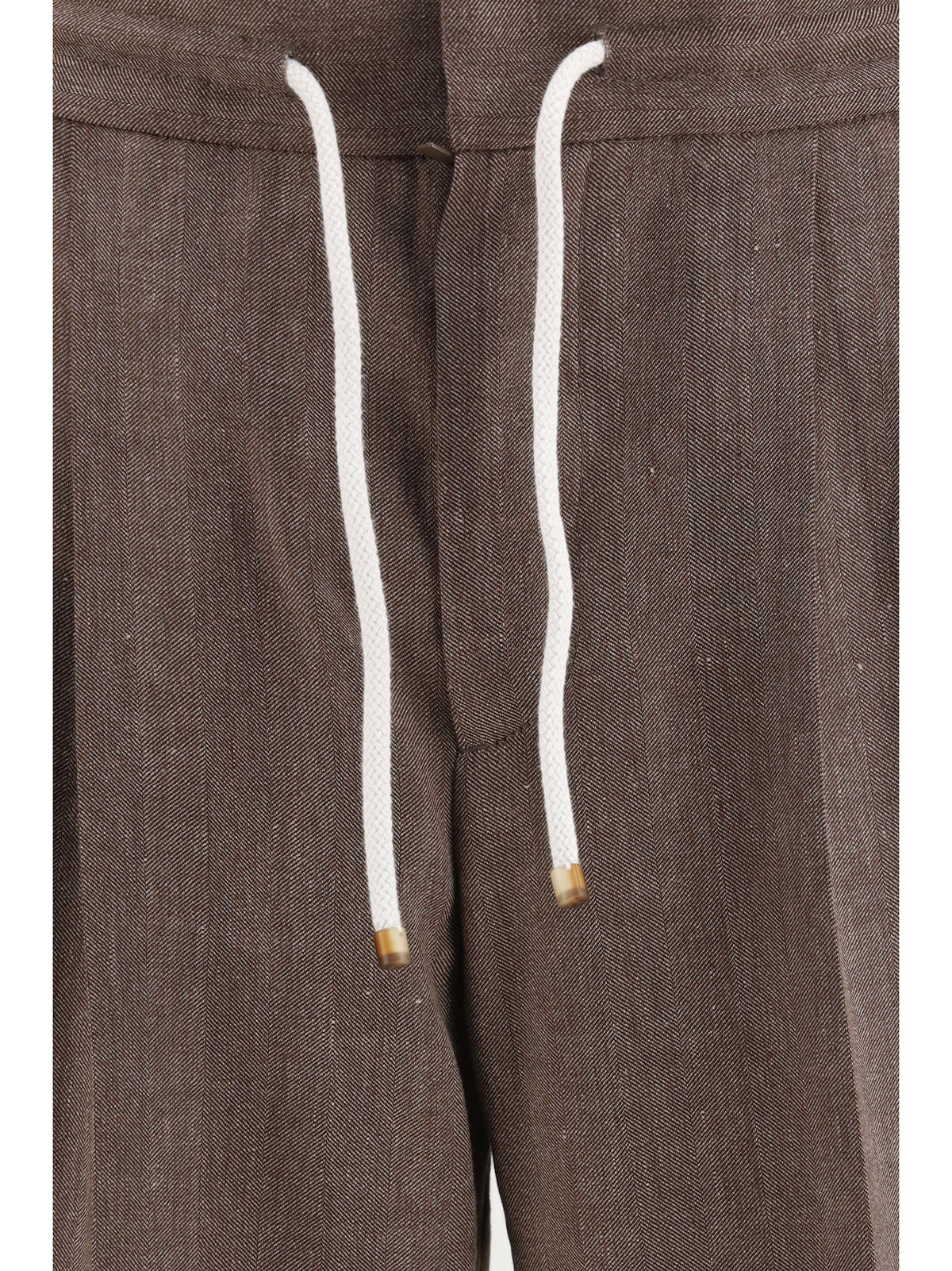 Brunello Cucinelli Herringbone linen and wool Pants - Hazelnut