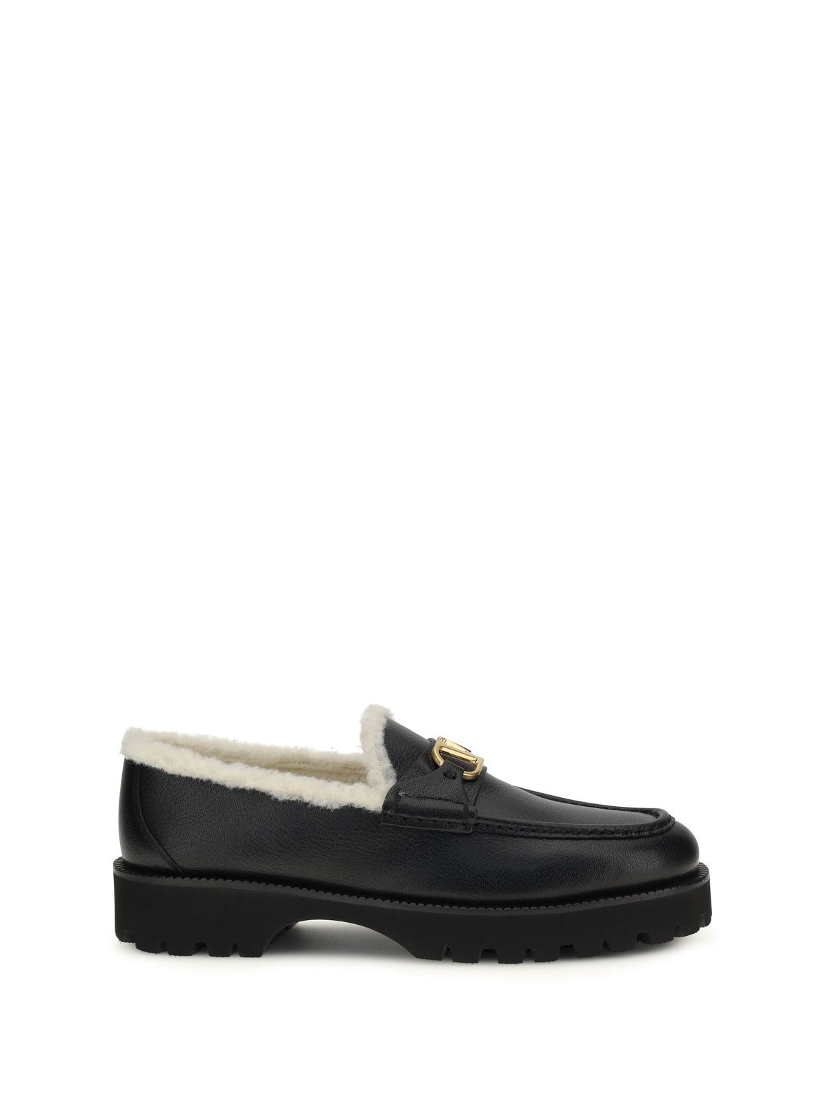 Valentino Garavani Vlogo fur Loafers - Black/White