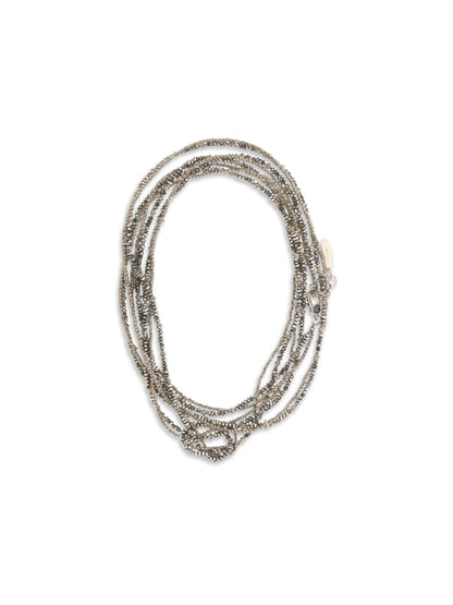 Brunello Cucinelli Hematite and Sterling Silver 925 Wrap Bracelet - Ematite Steel+Palladio Fume