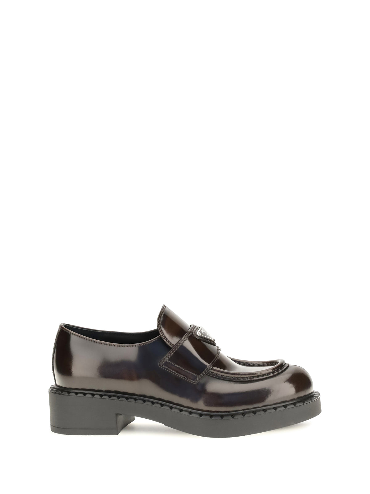 Prada Leather logo Loafers - Bruciato