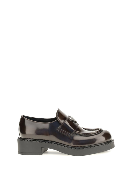 Prada Leather logo Loafers - Bruciato
