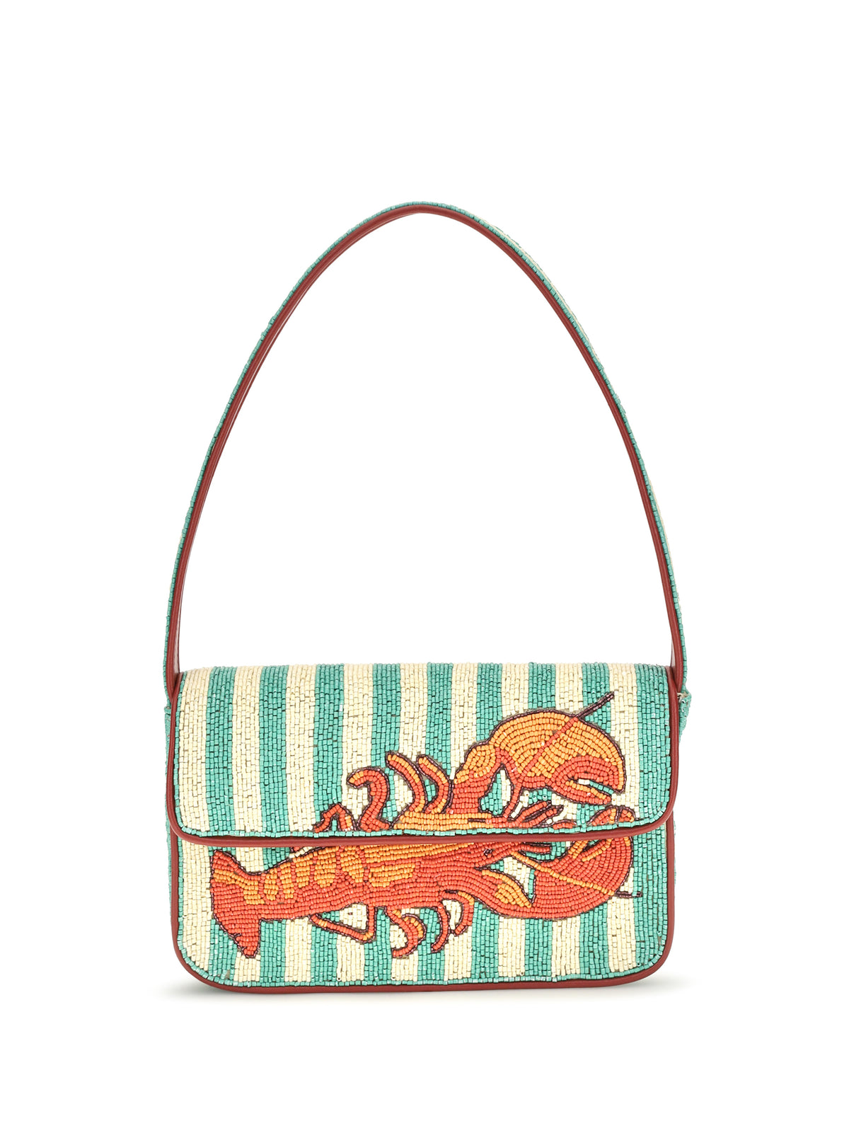 Staud Tommy Beaded Shoulder Bag - Summer Lobster