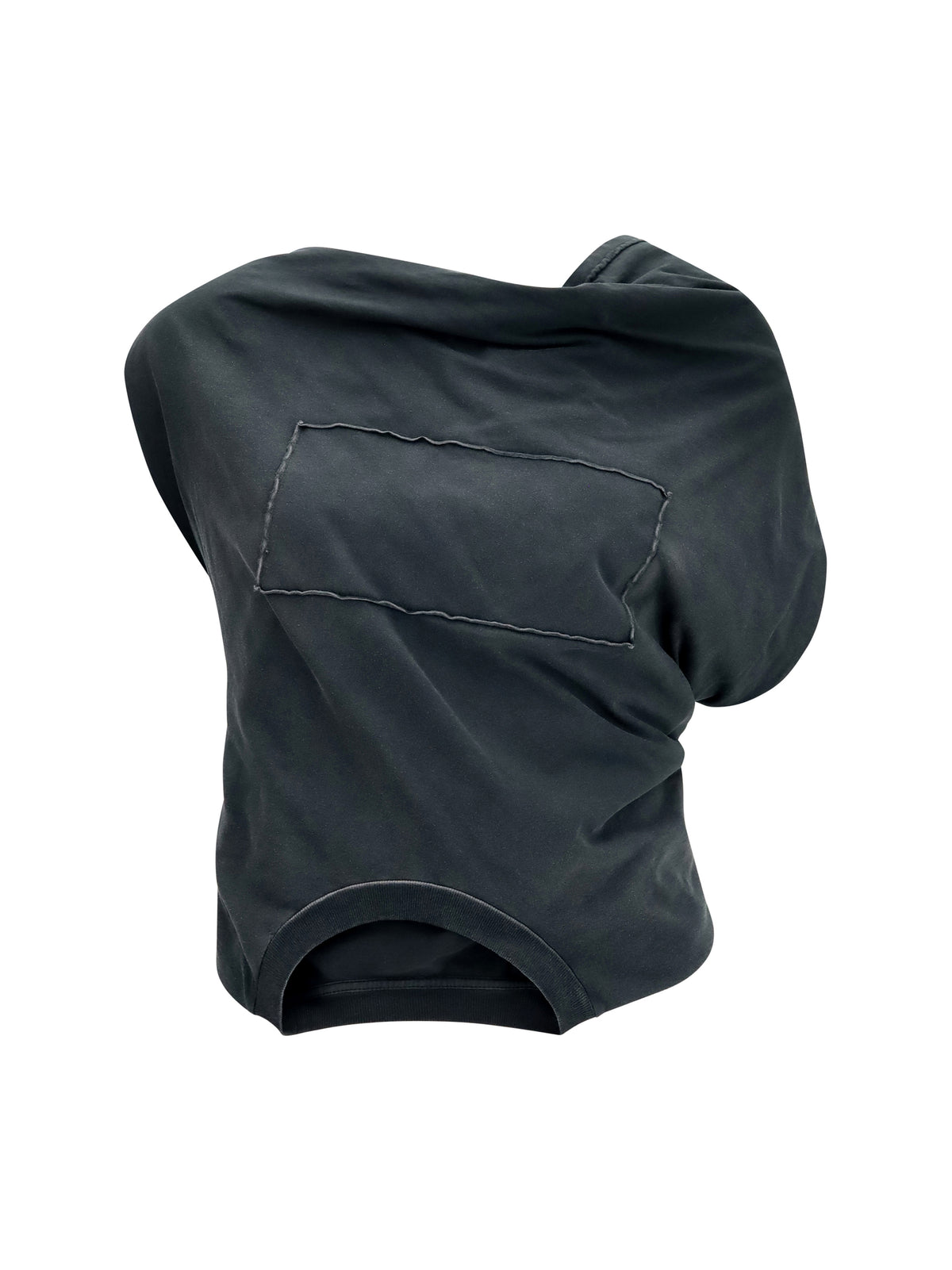 Maison Margiela Asymmetric draped jersey Top - Washed Black