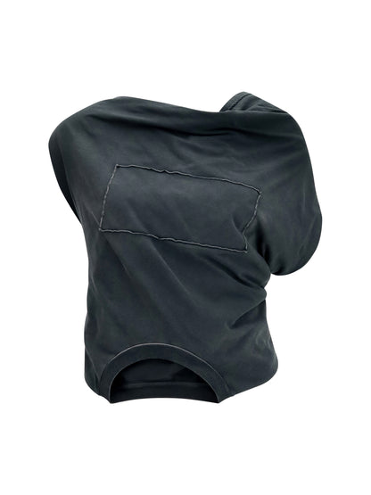 Maison Margiela Asymmetric draped jersey Top - Washed Black