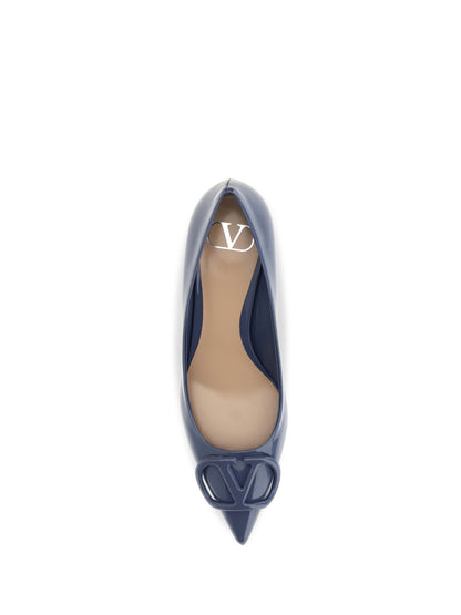 Valentino Garavani VLogo Signature patent leather Pumps - Blue Polvere