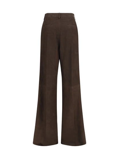 Rick Owens Wide-leg suede Pants - Grease