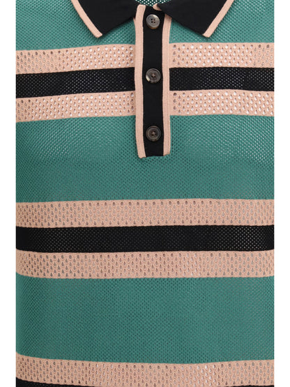Dries Van Noten Striped Polo Shirt - Pine