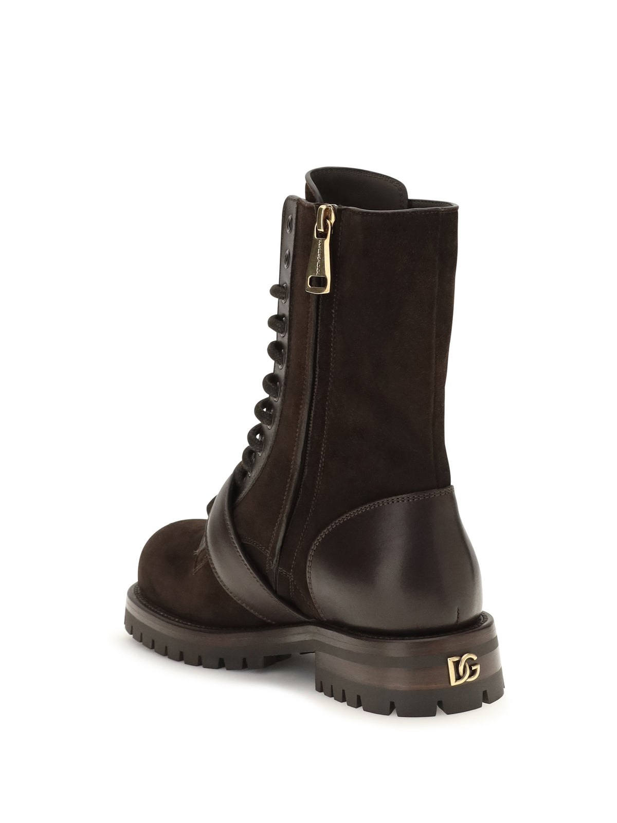 Dolce & Gabbana Leather and suede Buckle Ankle Boots - Ebony/Moro