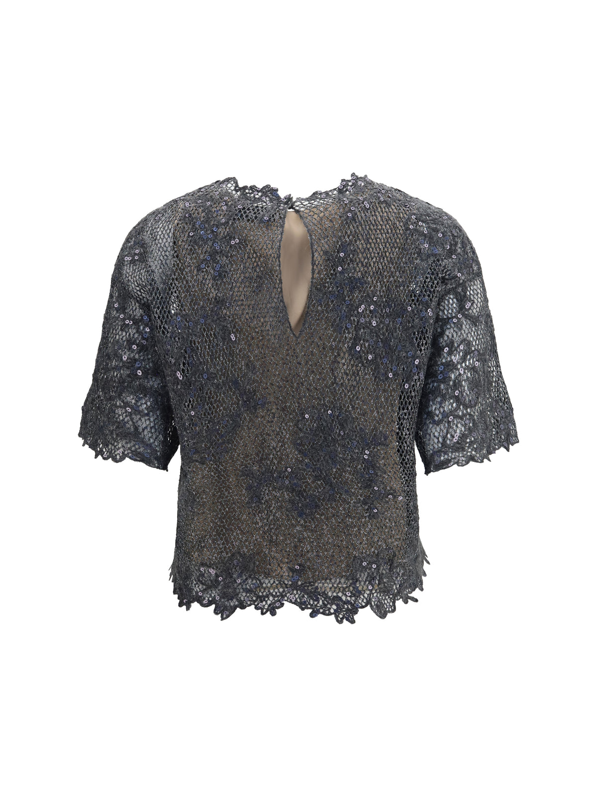 Brunello Cucinelli Sequined crewneck Top - Dark Grey