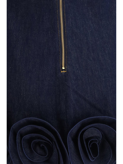 SELF-PORTRAIT Denim 3d Flower mini Dress