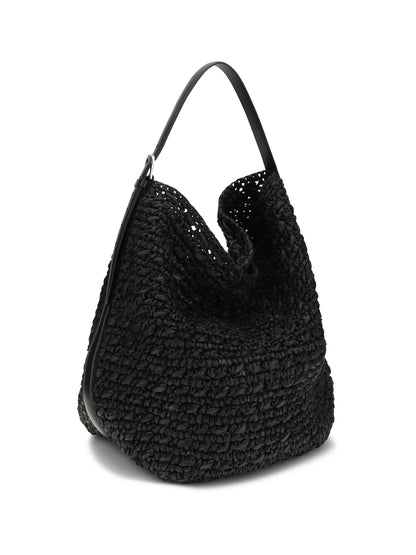 Toteme Paper raffia Tote Shoulder Bag - Black