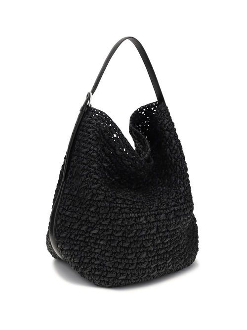 Toteme Paper raffia Tote Shoulder Bag - Black