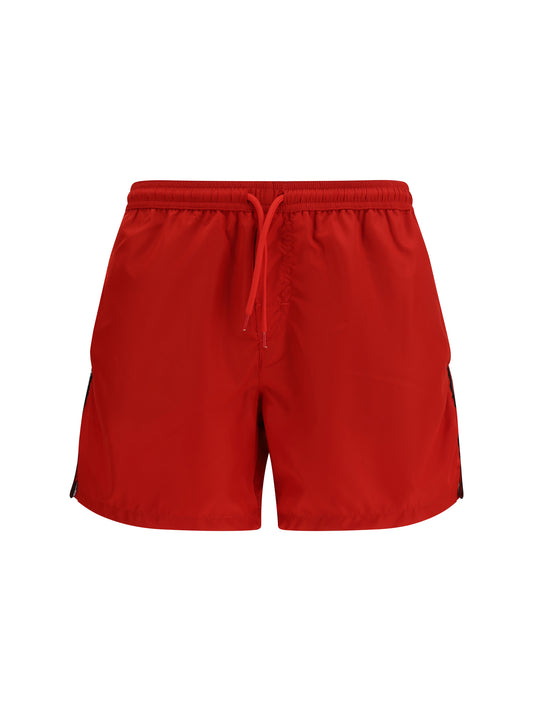 GCDS Logo-detail swim Shorts - Tomato Red/Black