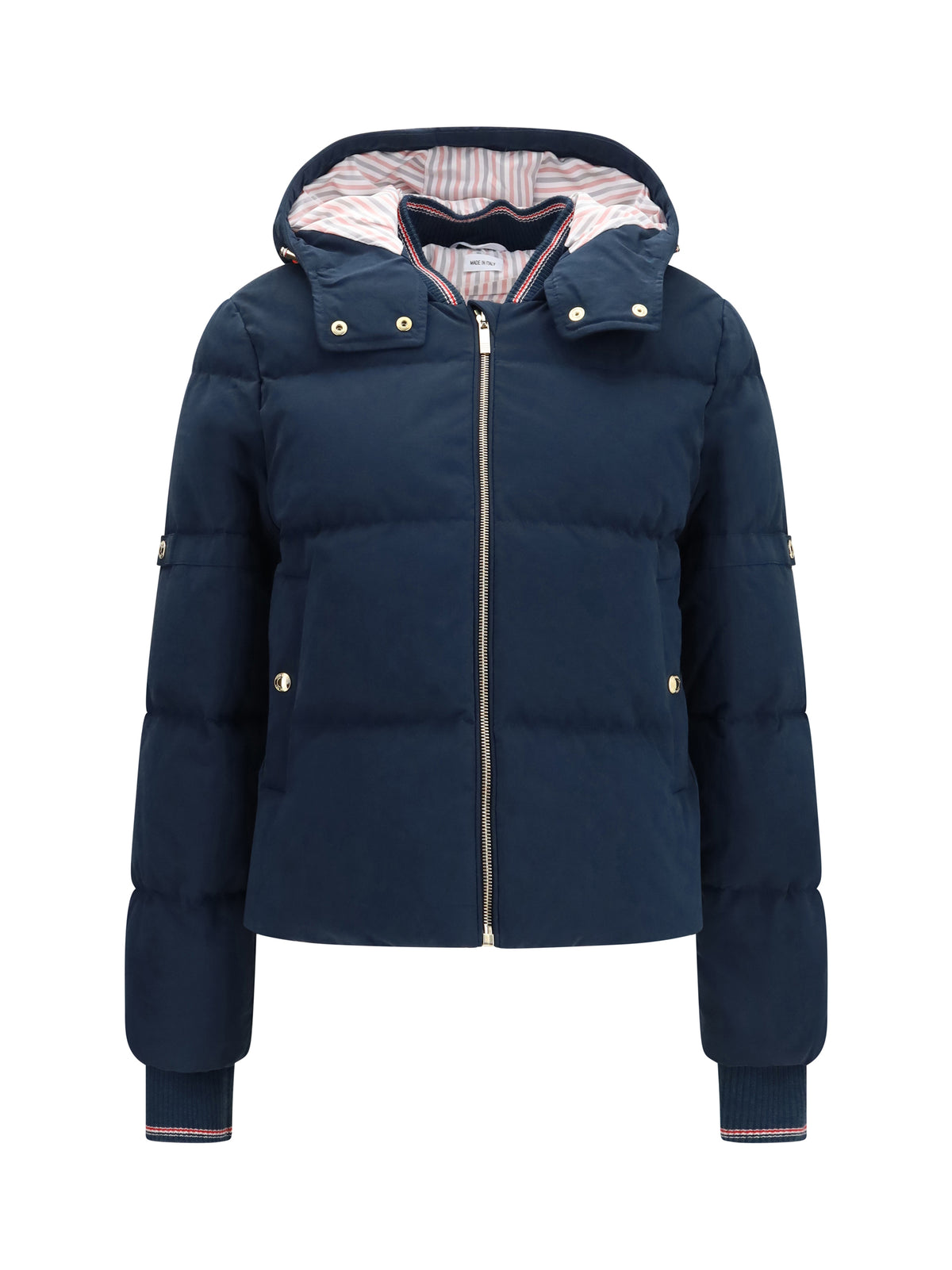 Thom Browne Waxed technical Puffer Jacket with hood - Dark Blue