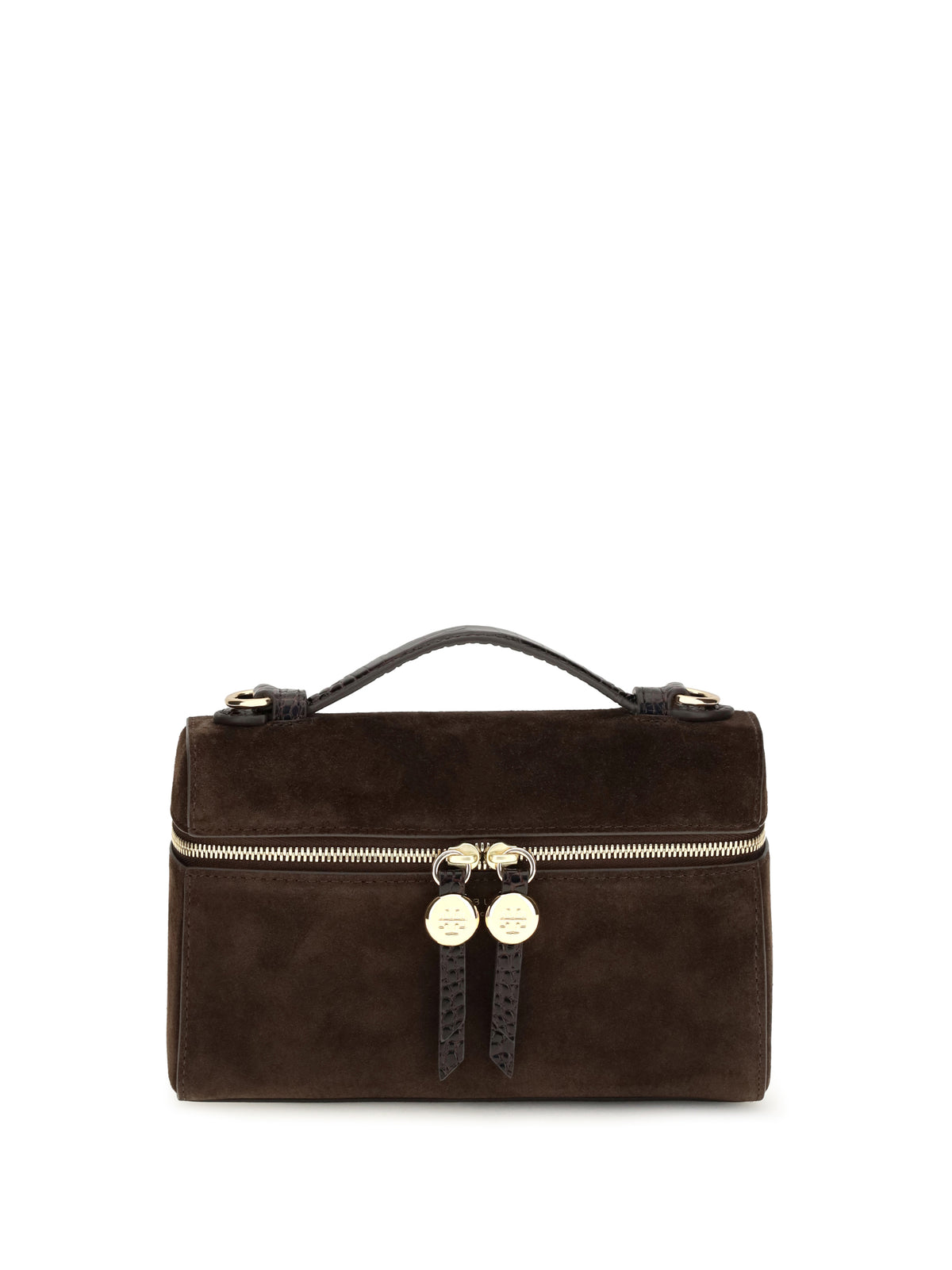 Tory Burch Romy Slim suede Top Handle Bag - Dark Cocoa