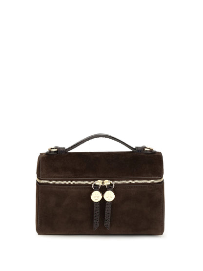 Tory Burch Romy Slim suede Top Handle Bag - Dark Cocoa