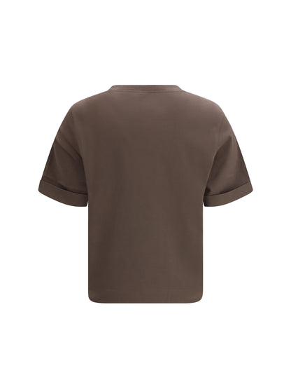 BRUNELLO CUCINELLI Cotton T-Shirt with jewel embellishment