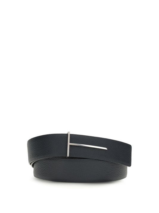 TOM FORD Grain Leather Slim T reversible Belt