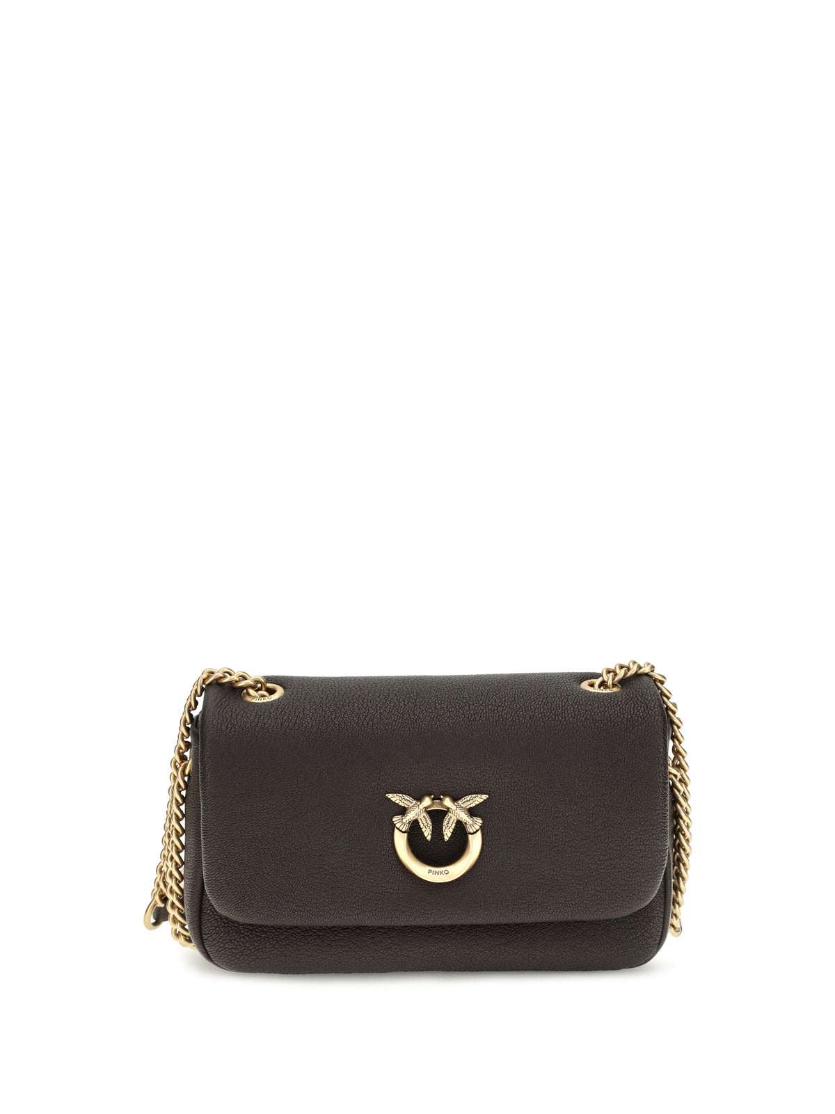 Pinko Medium Love Bag Click Soft Horizontal Shoulder Bag - Brown Marasca-Antique Gold