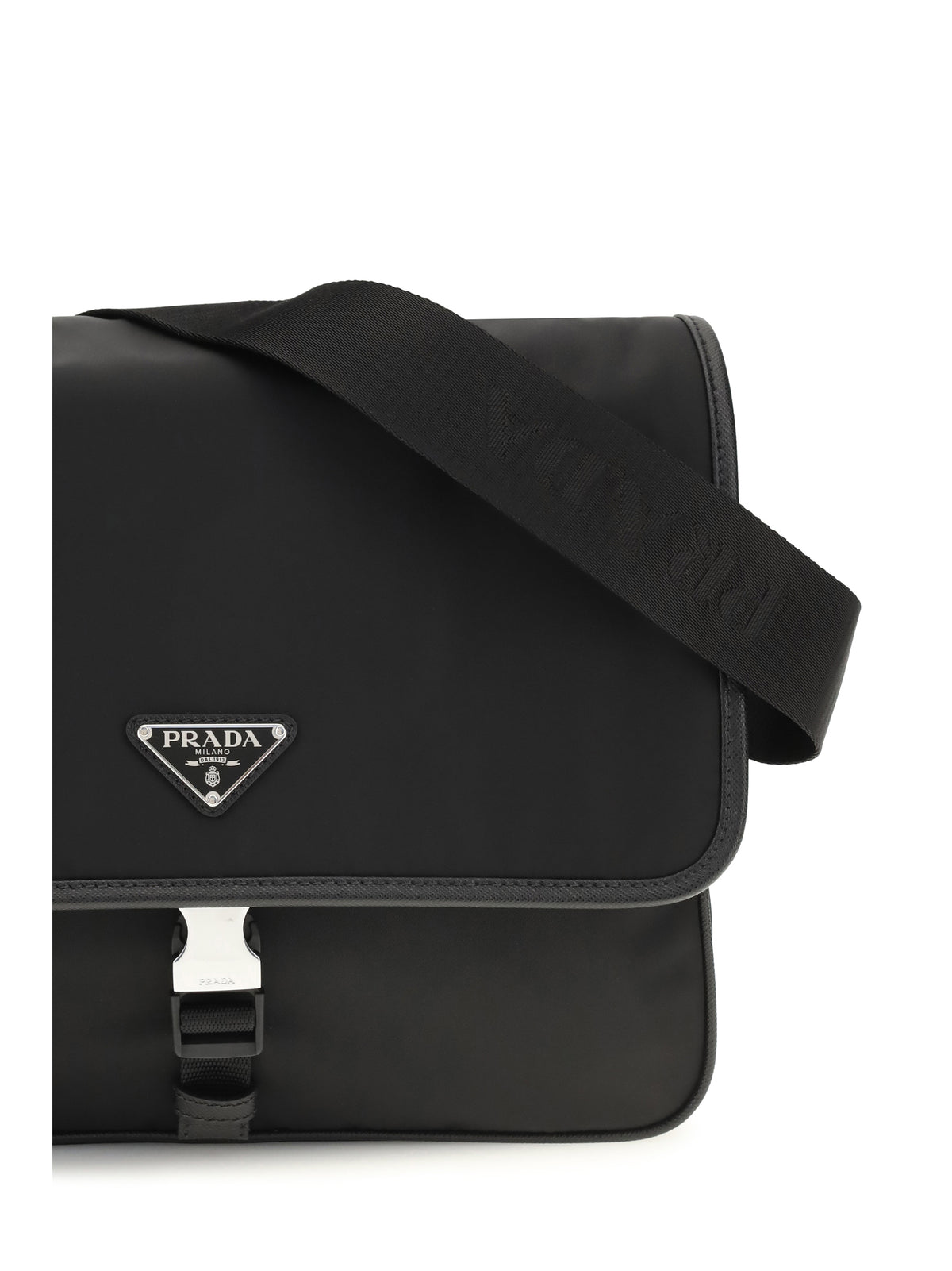 Prada Re-Nylon and Saffiano Shoulder Bag - Black