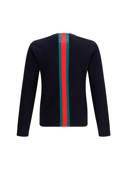 GUCCI Knitted cotton Sweater with Web intarsi