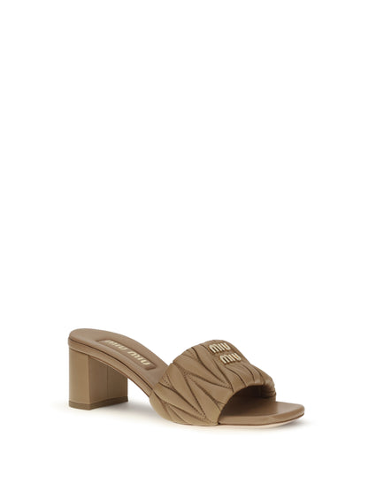 Miu Miu Logoed Sandals - Caramel