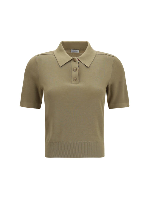 Burberry Knit Polo with Check trim - Flax