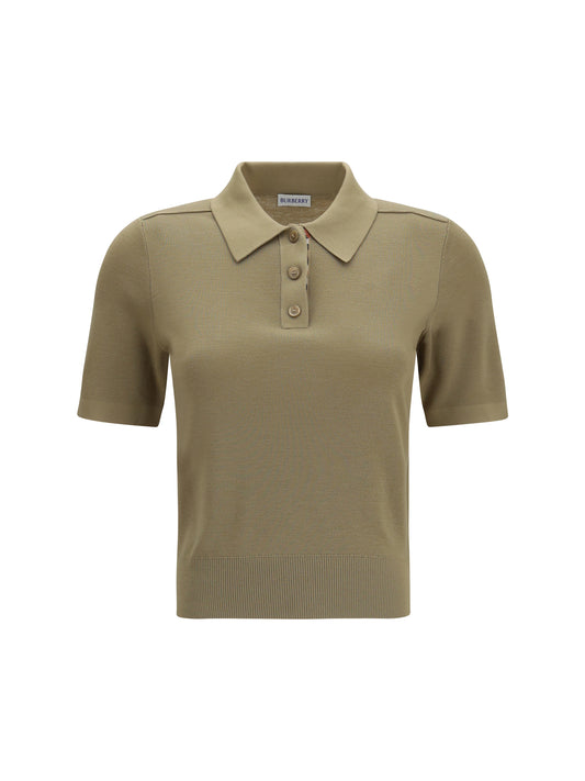 Burberry Knit Polo with Check trim - Flax