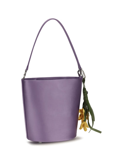 Self-Portrait Satin Bucket Bag - Lilac