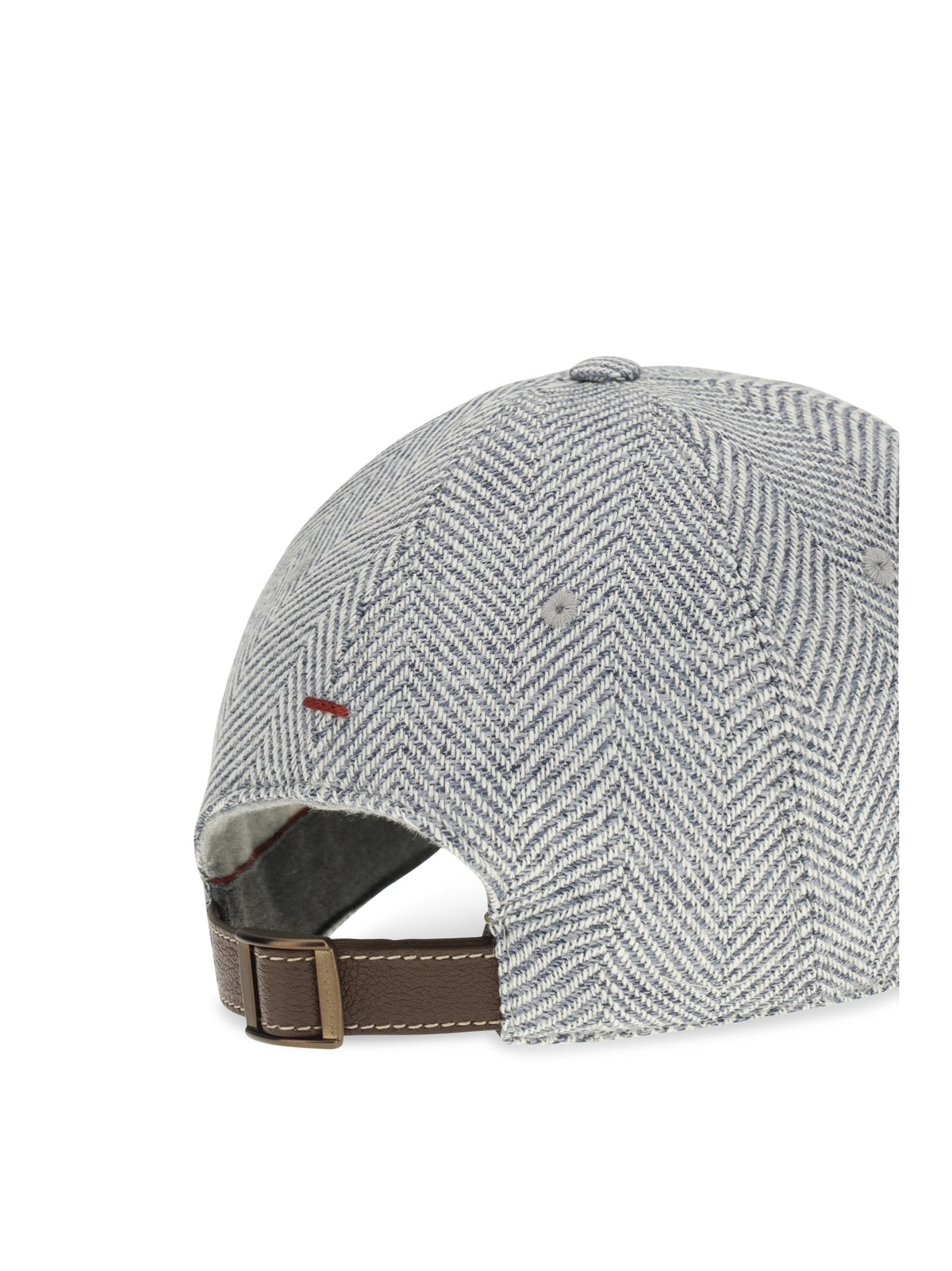 Brunello Cucinelli Alpaca, wool and silk chevron Baseball Hat with logo - Ceruleo+Rosso