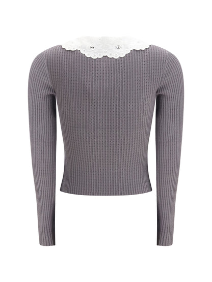SELF-PORTRAIT Lace collar knit Top