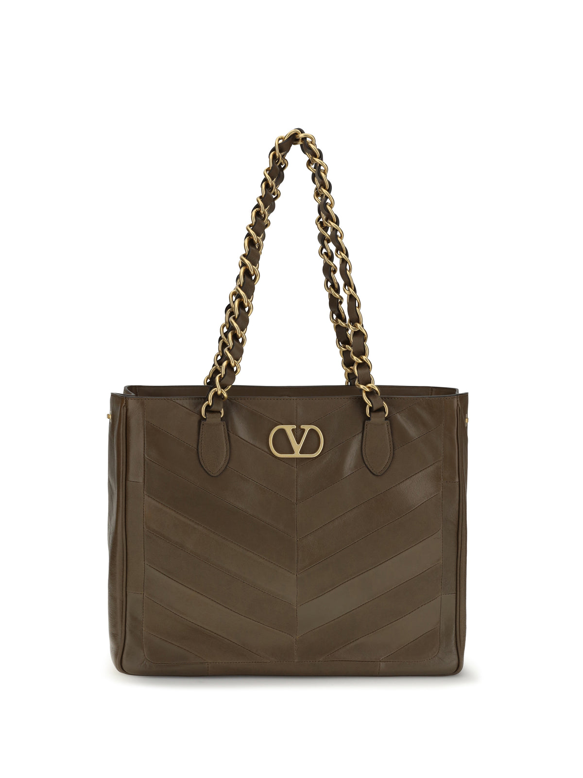 Valentino Garavani Laseine Chevron nappa Shopping Bag - Tundra