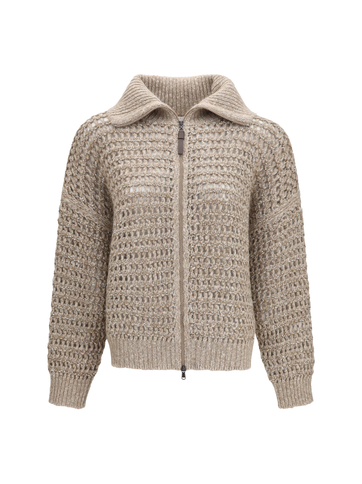 Brunello Cucinelli Cashmere Cardigan with central pocket - Beige+Brown Caldo+Camel