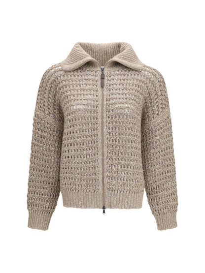 Brunello Cucinelli Cashmere Cardigan with central pocket - Beige+Brown Caldo+Camel