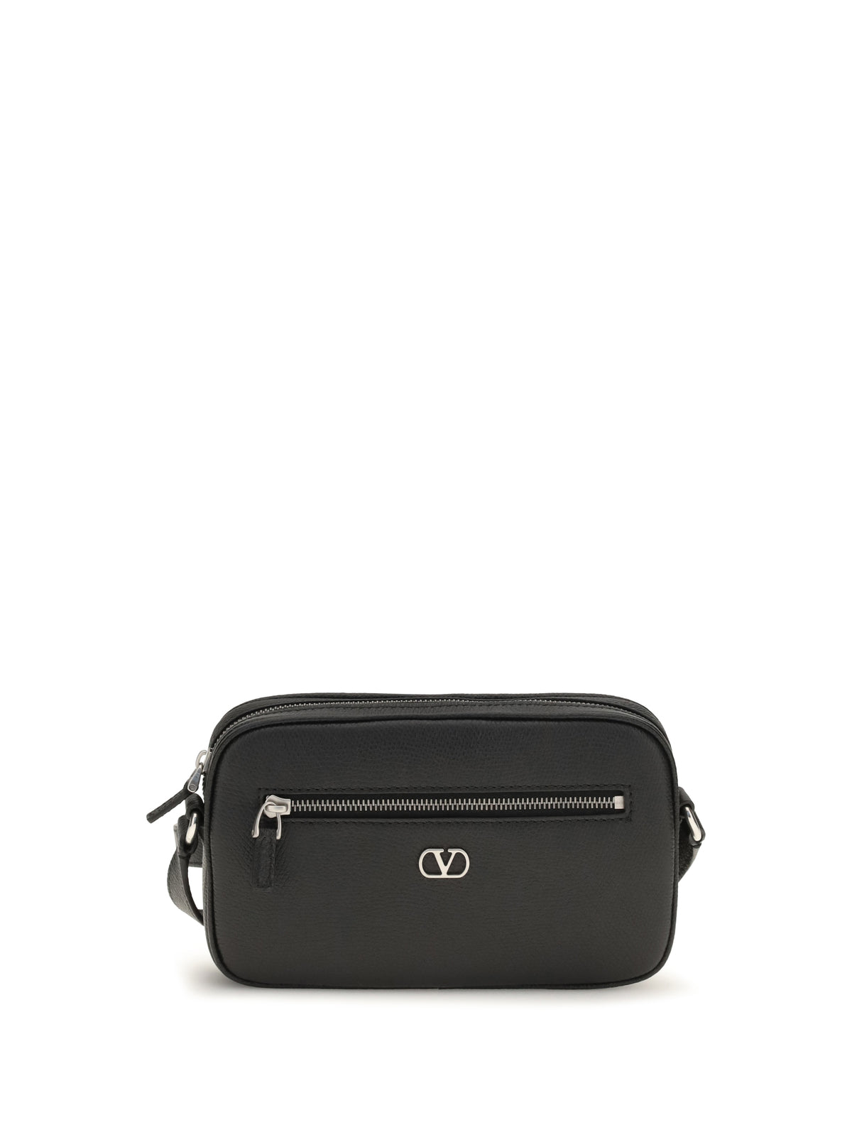 Valentino Garavani Grained leather Crossbody Bag with zip - Black