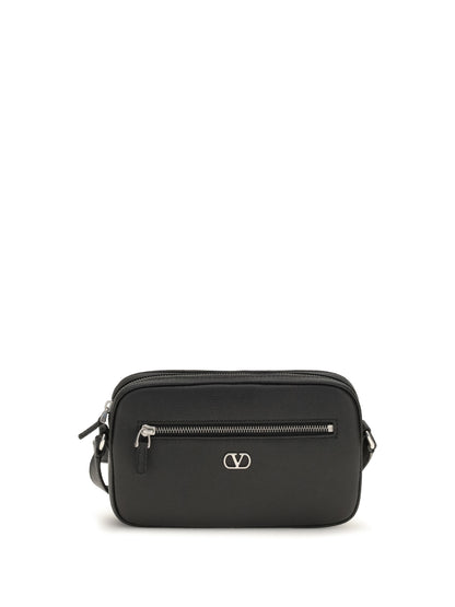 Valentino Garavani Grained leather Crossbody Bag with zip - Black