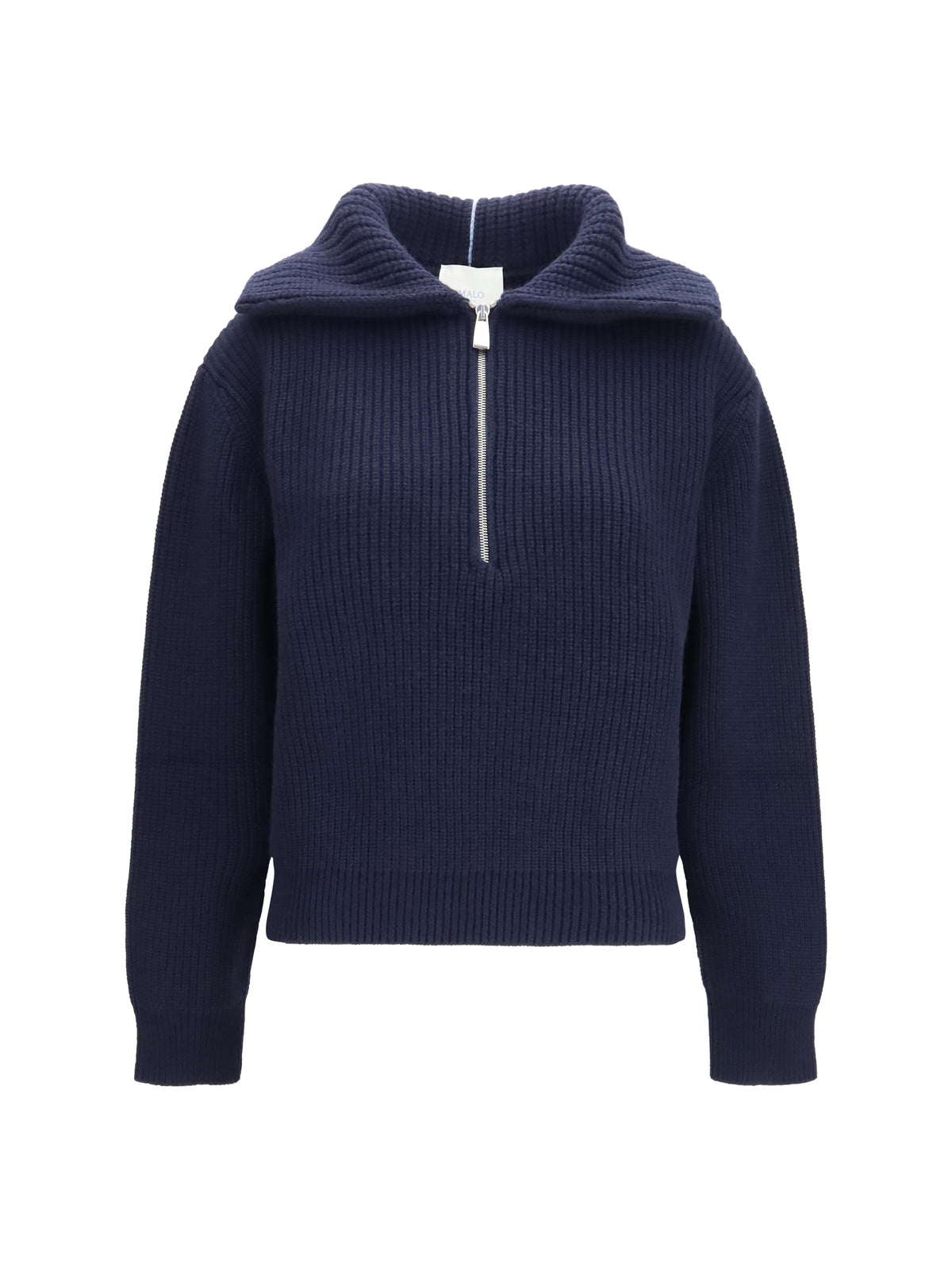Malo Cashmere high-neck zip Sweater - Blu.