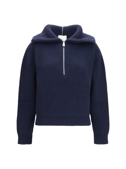 Malo Cashmere high-neck zip Sweater - Blu.