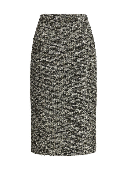 Gucci Midi Skirt in laminated bouclé fabric - Black/White/Mc