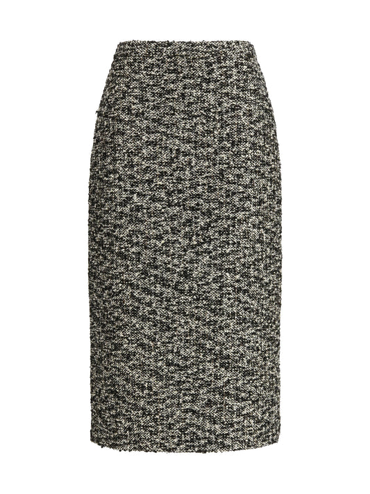 Gucci Midi Skirt in laminated bouclé fabric - Black/White/Mc