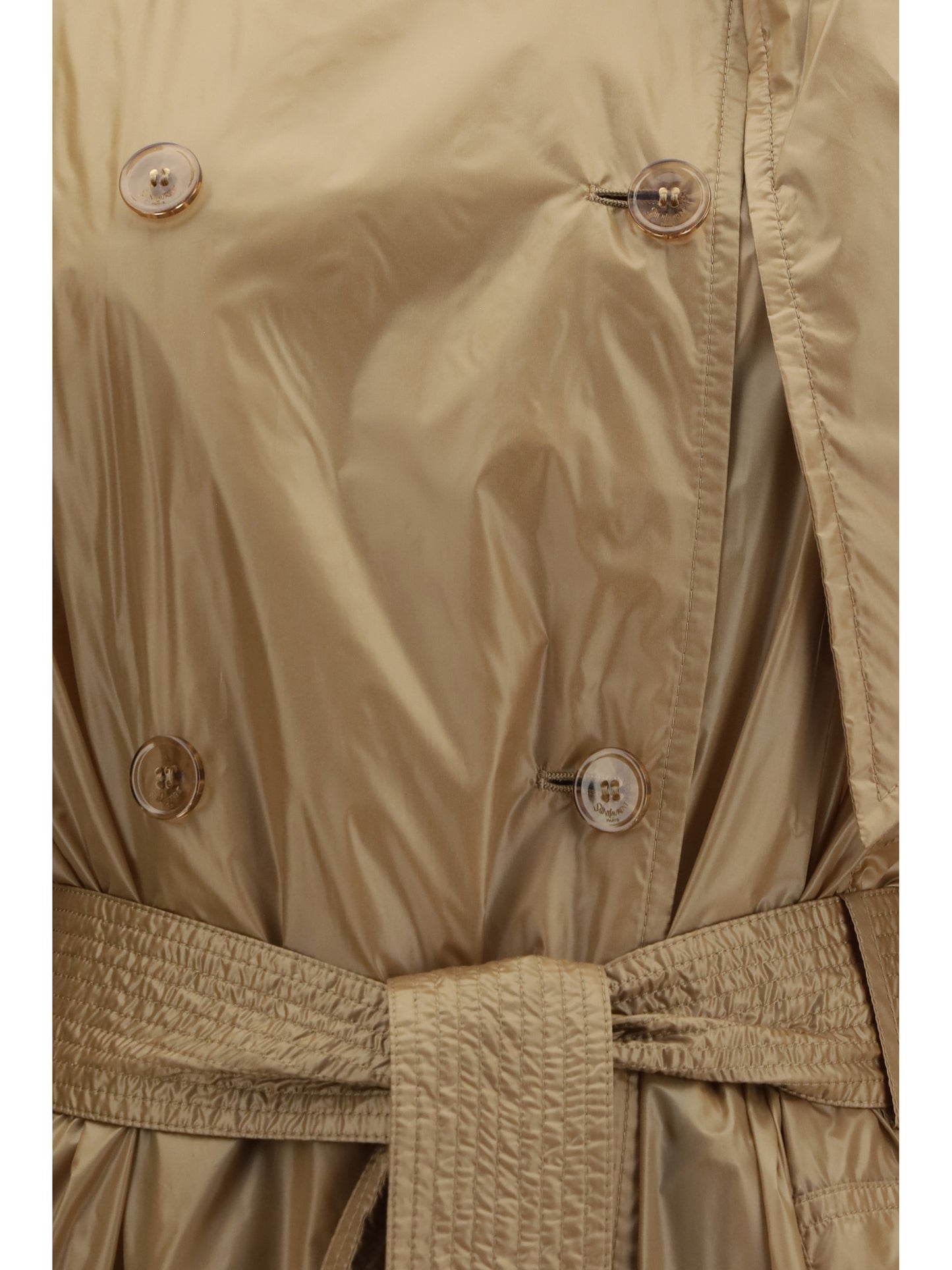 SAINT LAURENT Translucent technical fabric Trench with lavallière collar