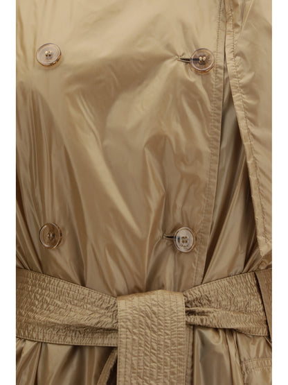 SAINT LAURENT Translucent technical fabric Trench with lavallière collar