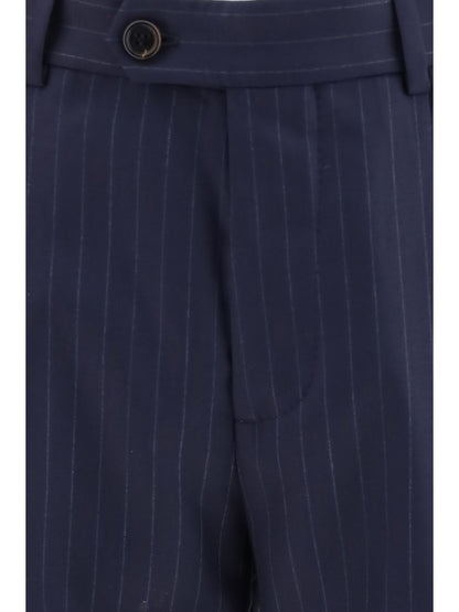 Brunello Cucinelli Virgin wool batavia pinstriped Pants - Navy