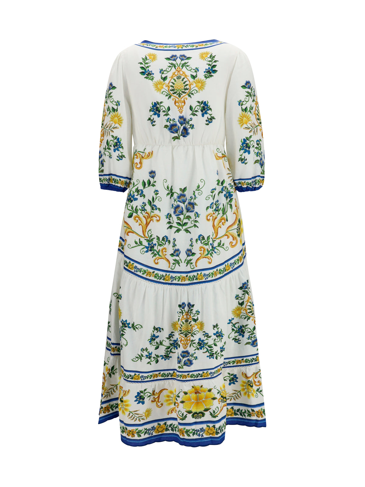 Farm Rio Emily floral print midi Dress with drawstring - Emily Floral Tapestry Off W