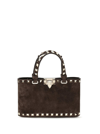 Valentino Garavani Suede Rockstud mini Handbag - Ebony Brown
