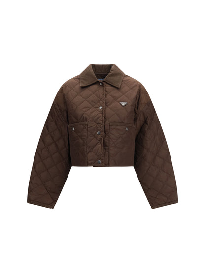 Prada Lightweight Re-Nylon cropped Blouson Jacket - Cacao