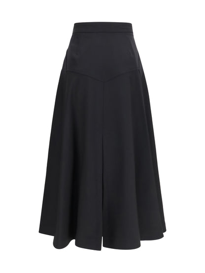 Burberry Wool twill midi Skirt - Black