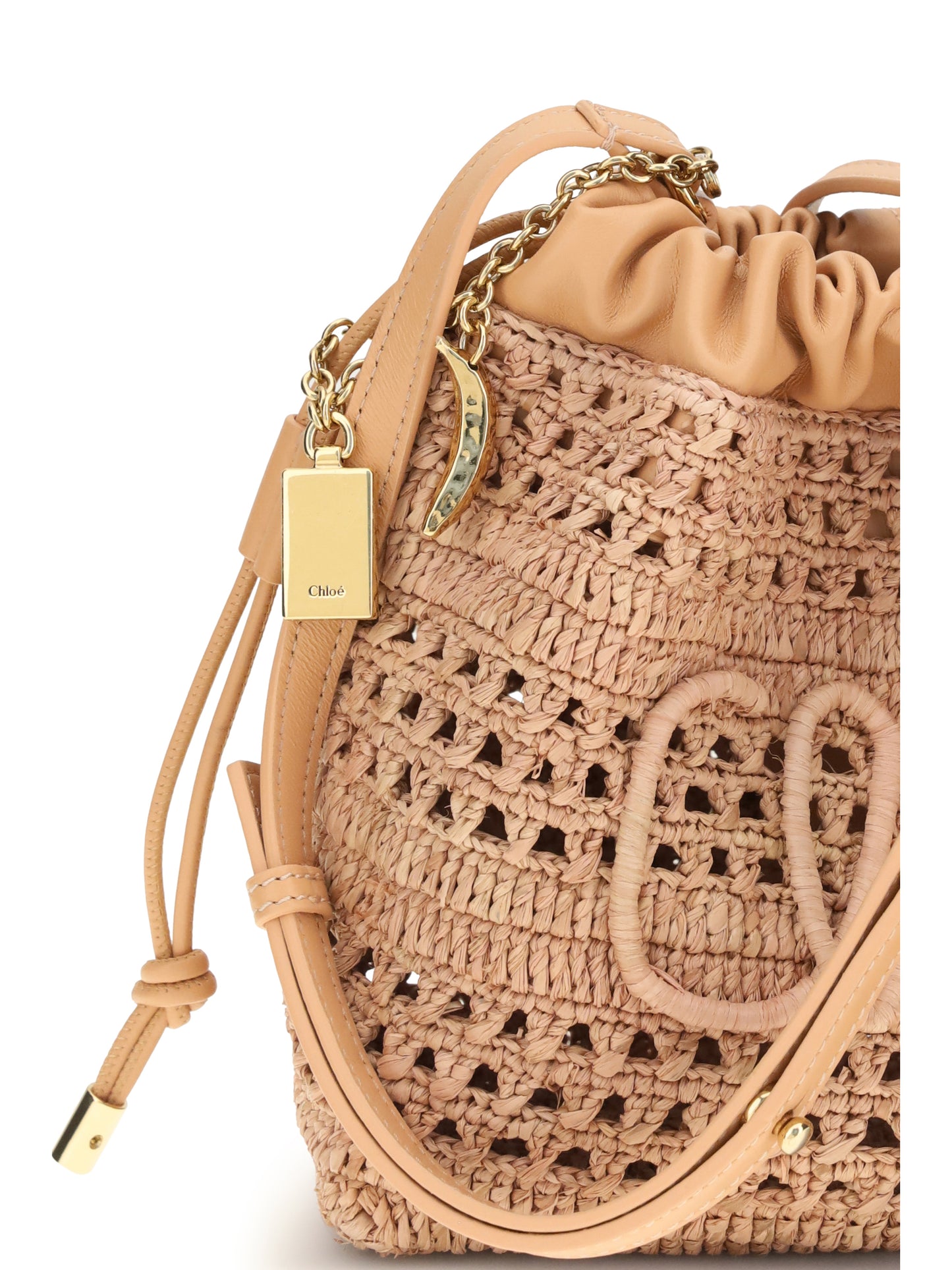 CHLOÉ Raffia drawstring Shoulder Bag